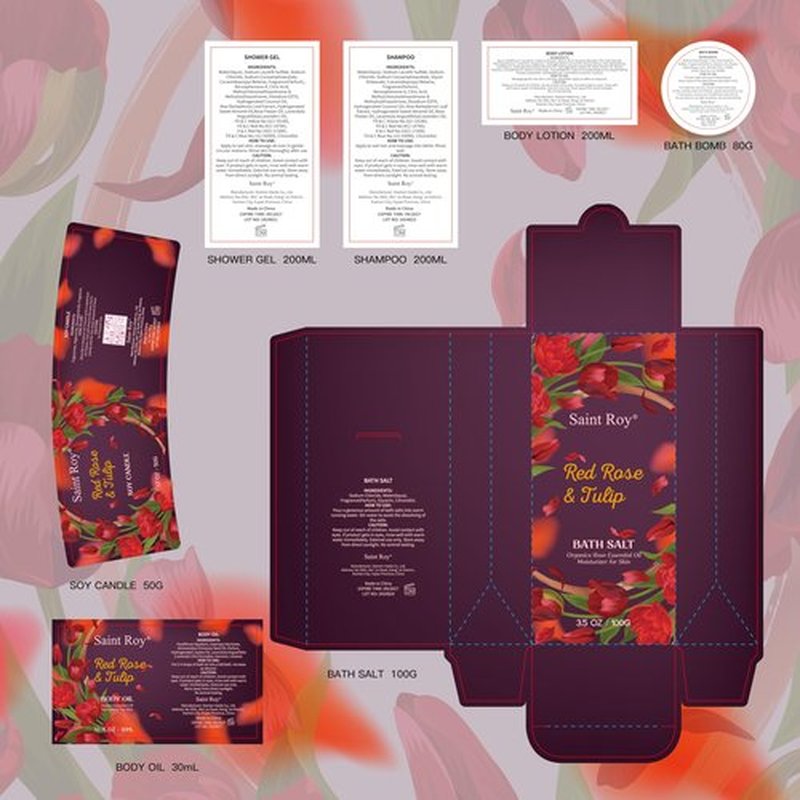 Christmas Gifts for Women, spa kit Gifts for Her Mother's Day Bath Spa Gift Set Red Rose & Tulip Spa Basket Kits for Women, Contains Body Oil, Body Lotion, Salt, self care baskets Mother's Day Gift