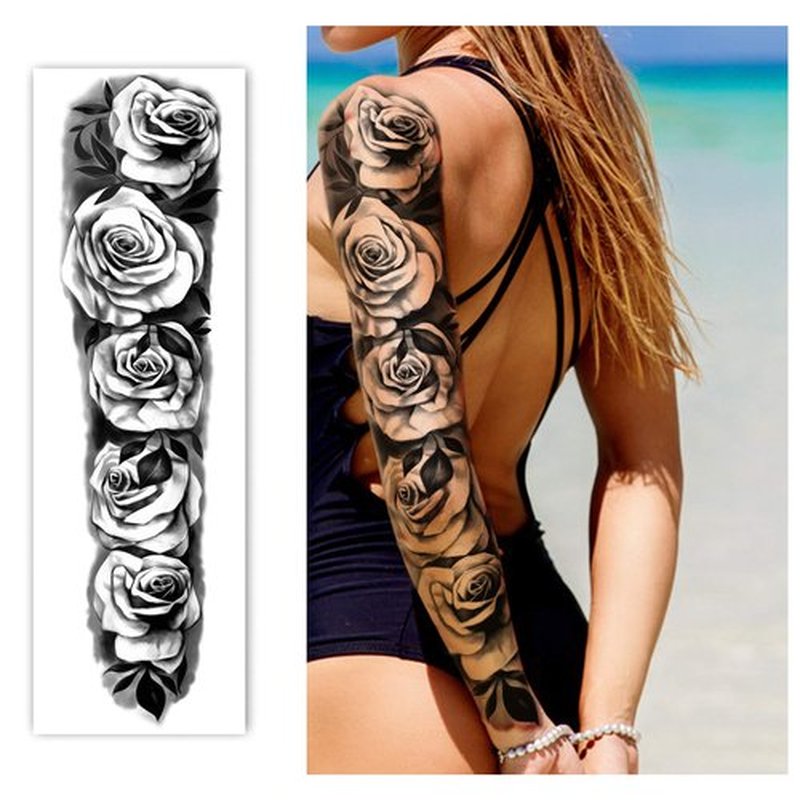 Temporary Tattoo Full Arm 8 Sheets and Half Arm Shoulder Tattoos 10 Sheets, Waterproof Extra Large LastingTattoo Stickers for Girls or Women (22.83"X7.1")