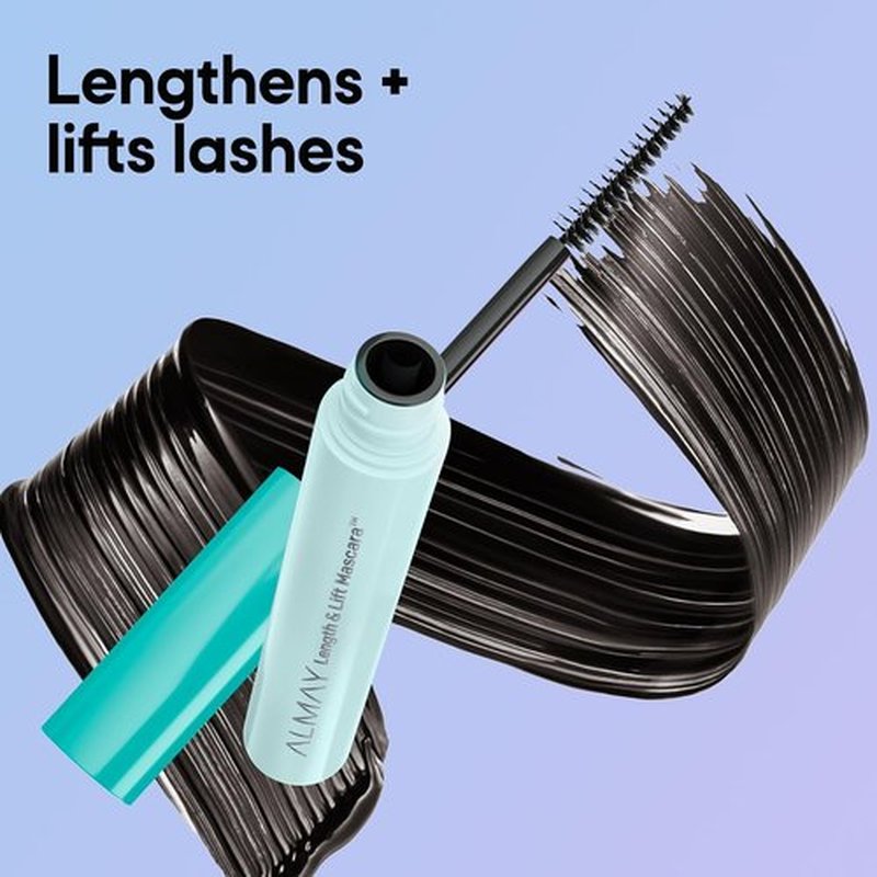Almay Lengthening Mascara - Volume & Lift, Hypoallergenic & Fragrance-Free, Waterproof Black, 0.24 fl oz