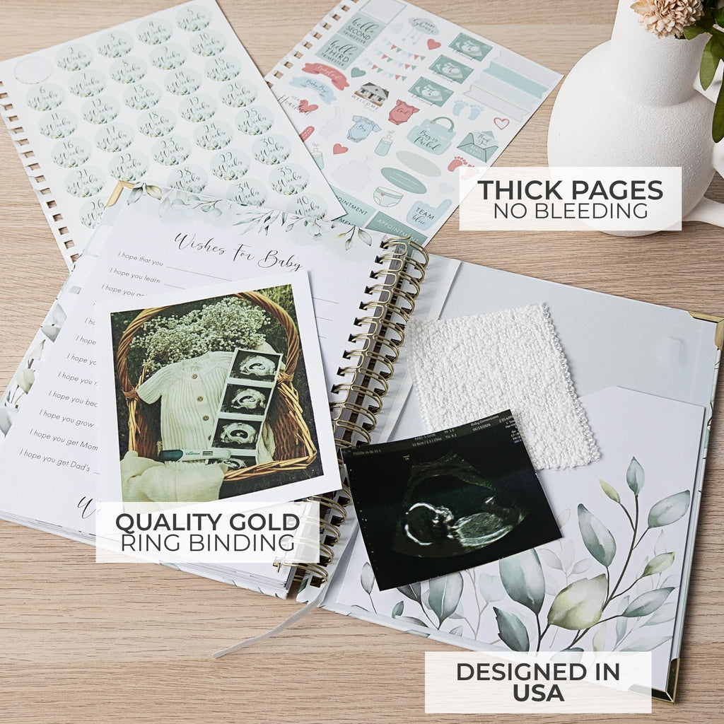 Pregnancy Journal and Memory Book with Stickers and Keepsake Pocket - Lovely Must Have Gift for First Time Moms to Be - The Perfect Planner to Track Your Little Ones Life-Changing Journey