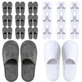 TINSKY 20 Pairs Disposable Slippers for Guests Non Slip House Spa Slippers Bulk Portable Indoor Slipper for Shoeless Home Hotel Women Travel (White and Black)