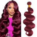 26 Inch Burgundy Single Human Hair Bundle Body Wave 1 Bundle Human Hair #99J Color Wet and Wavy 100% Unprocessed Brazilian Virgin Quick Weave Hair Extensions for Women Wine Red Bundles