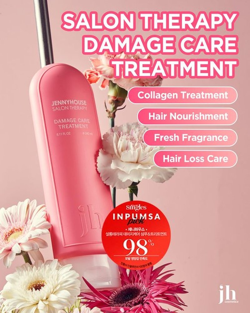 JENNYHOUSE Salon Therapy Damage Care Treatment - Korean Beauty Conditioning Nourishing Hair Mask with Hydrolyzed Collage and Biotin - Floral Scent - for Dry Frizzy Damged Hair - 8.11 fl.oz