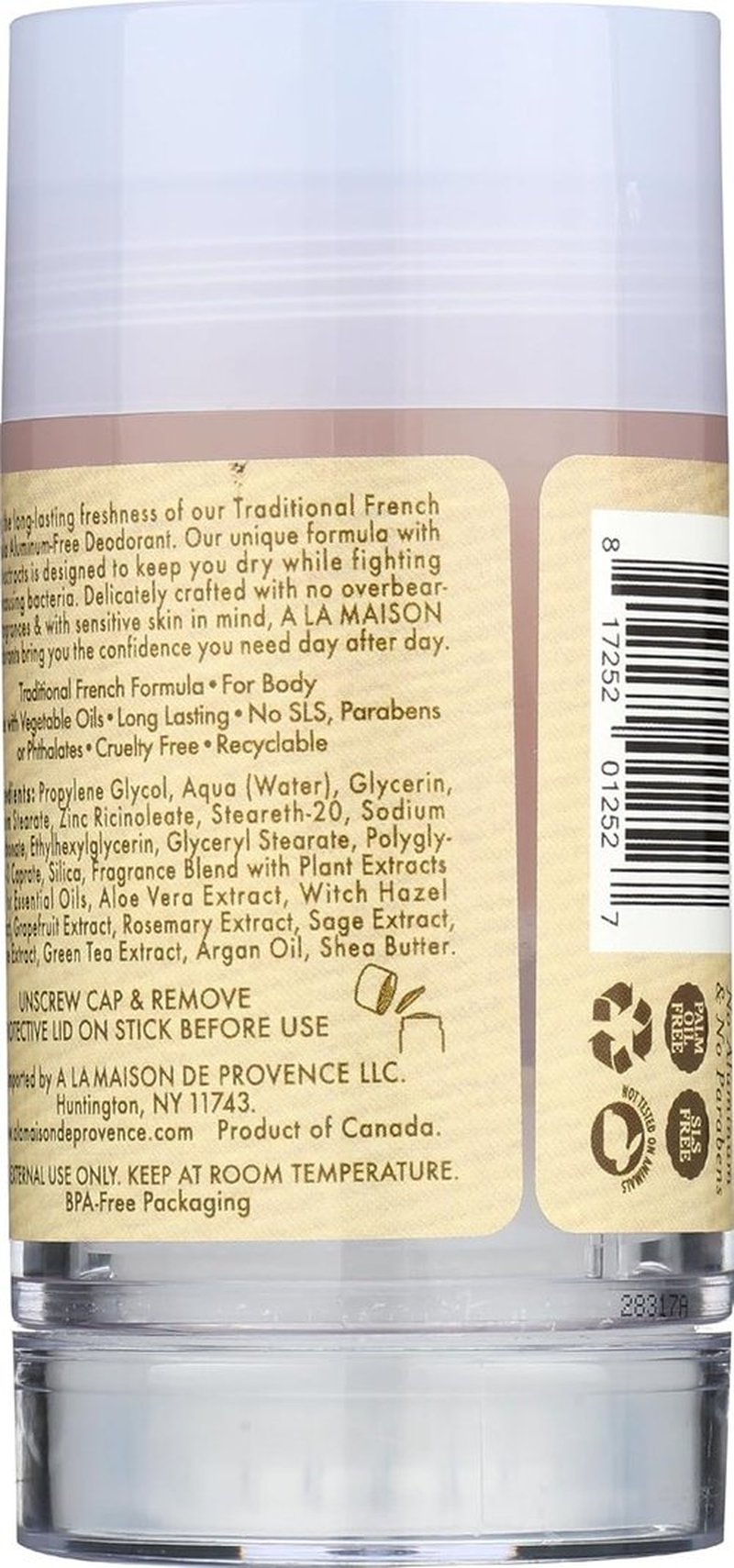 A La Maison Coconut Deodorant - Natural Formula for Long-Lasting Freshness - 2.4 fl oz