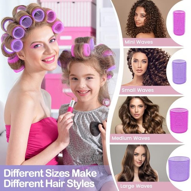 ELASO 33-Piece Hair Rollers Set - Self-Grip Curlers for All Hair Lengths | Includes Clips & Storage Bag