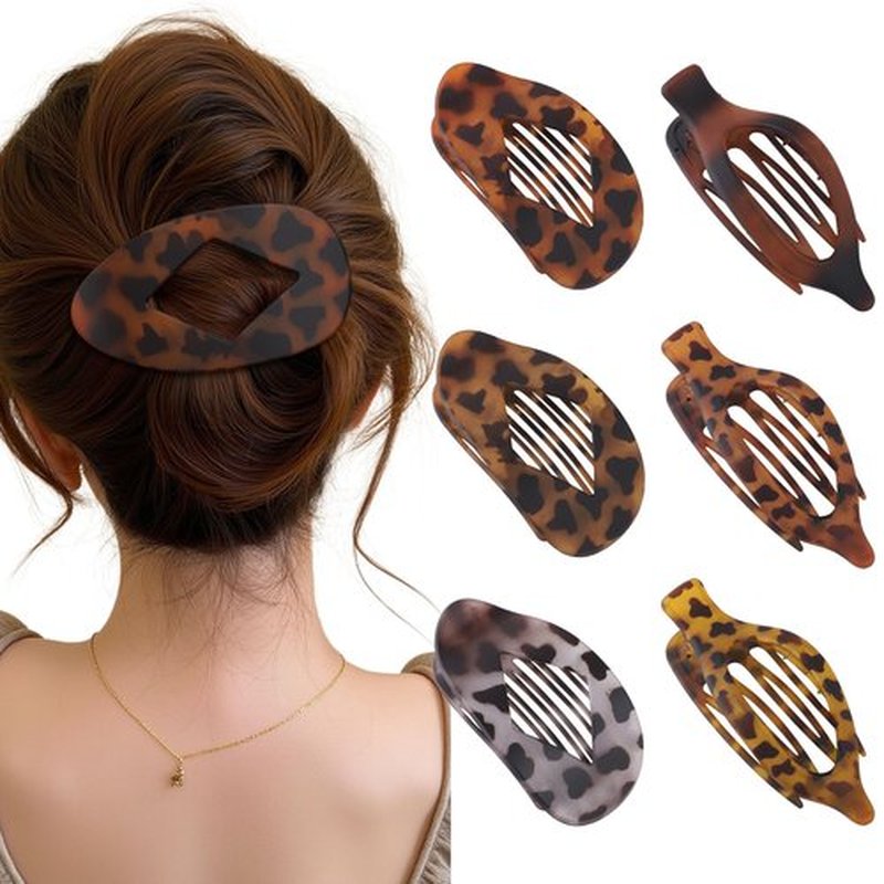 Lourny Flat Hair Clips for Women, French Flat Claw Clips & Duckbill Hair Clips for Thin Hair Lightweight Non-Slip Large Claw Clips for Women 6PCS
