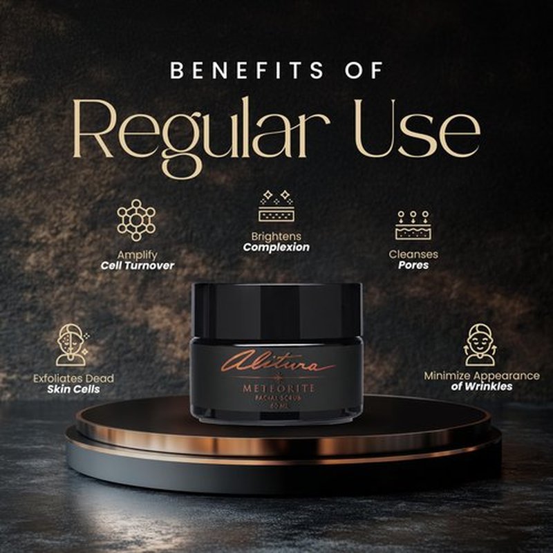 Alitura Meteorite Scrub – Exfoliating Face & Body Scrub with Pearl Powder & Bamboo Stem Cells – Brightening & Anti-Aging Exfoliant for Dead Skin, Dark Spots, and Fine Lines – For Men & Women, 60ml