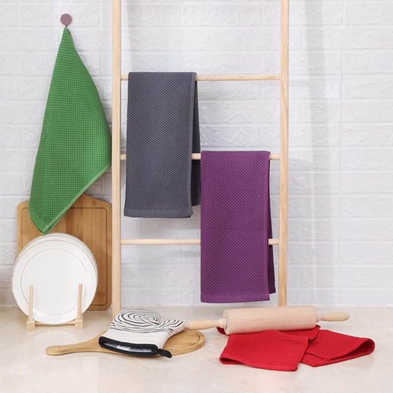 Homaxy 100% Cotton Kitchen Dish Towels - Ultra Soft & Absorbent Quick Drying, 13 x 28 Inches, 8-Pack in Grass Green