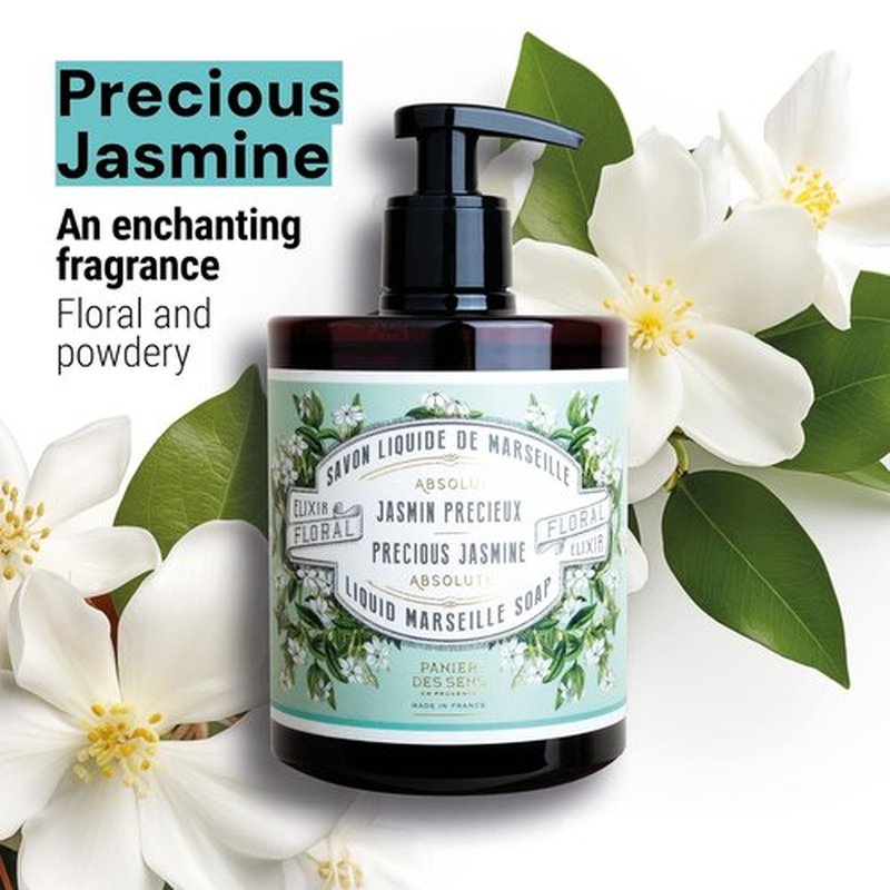 Panier des Sens - Precious Jasmine Hand Soap - Moisturizing & Refillable - 16.9 Fl Oz - 96% Natural Ingredients