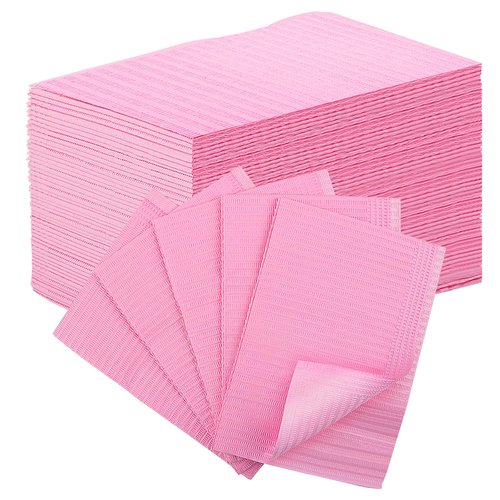 SWeien 50PCS Disposable Nail Mats, Foldable Nail Paper Towels, 13"x18" Table Acrylic Nail Practice Sheet, 3 Ply Waterproof Clean Nail Table Mat for Salon, Manicure Tattoo, Nail Art Accessories (Pink)