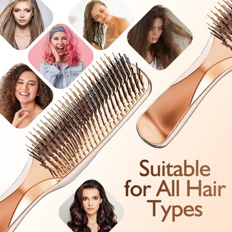 Daily Gard Detangling Hair Brush, Dry and Wet Detangler Hair Brush for Women and Men, Massager Scalp Brush for Straight/Long/Fine Hair, Rose Gold