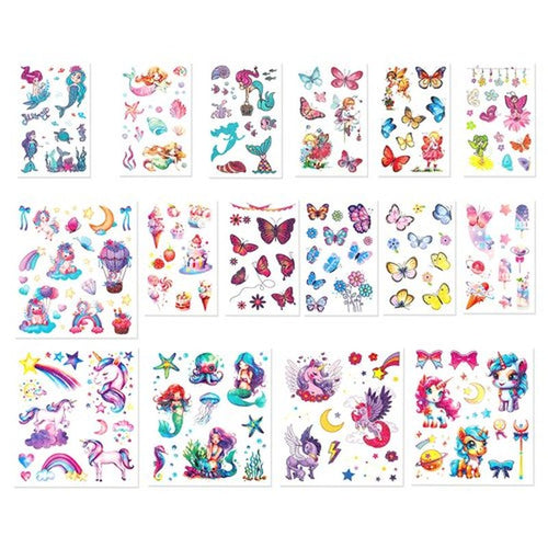 150+ Glitter Temporary Tattoos for Kids - Mermaid Unicorn Party Favors for Girls - Individually Wrapped & Waterproof Birthday Supplies