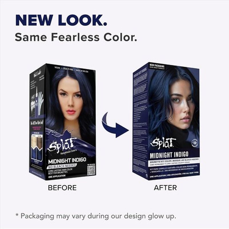 Splat Midnight Indigo Hair Color Dye - Vegan & Cruelty-Free, 6 Fl Oz | Semi-Permanent Formula