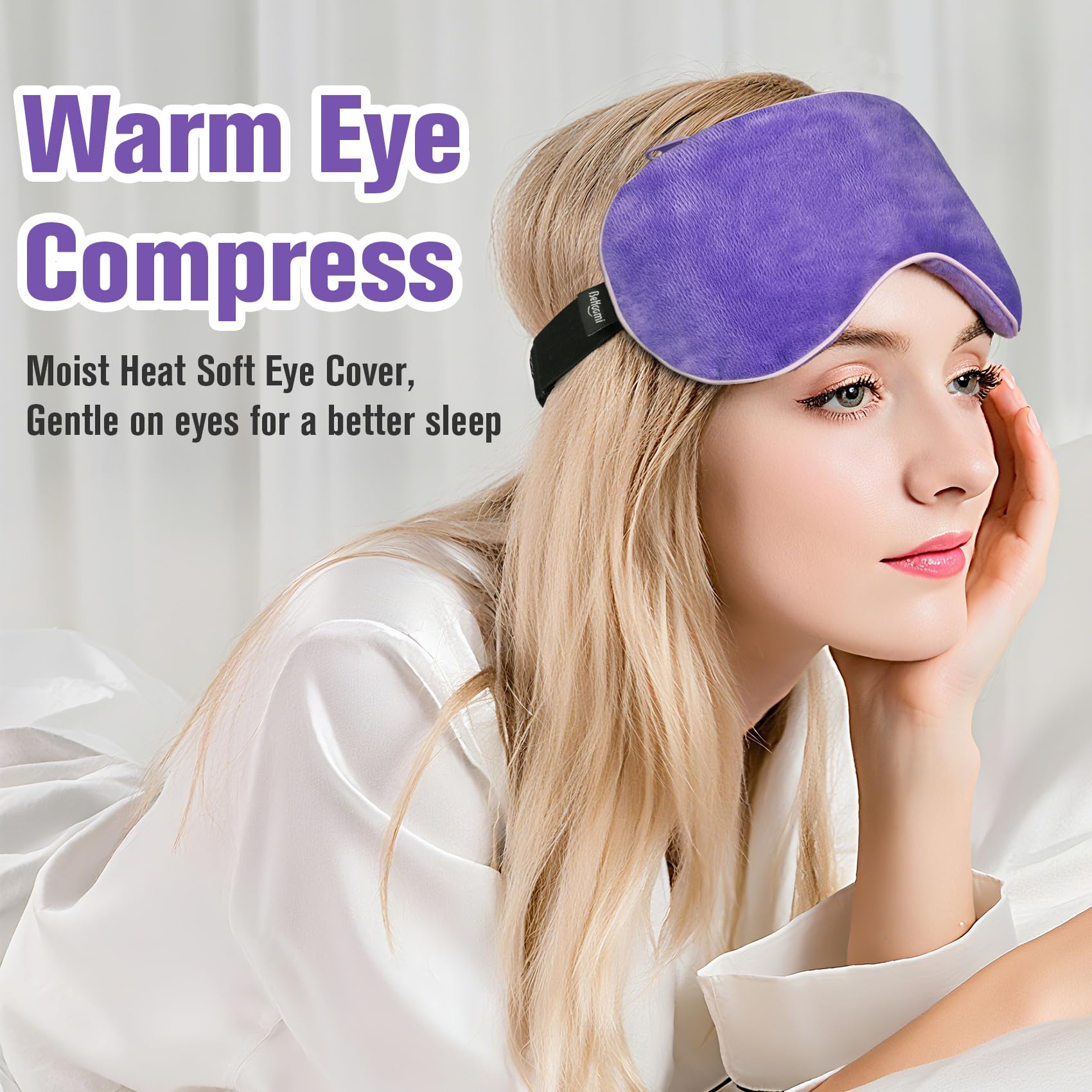 BeHoomi Heated Eye Mask, Weighted Sleep Mask Warm Compress for Eyes, Cooling Eye Mask for Sleeping, Reusable Eye Masks for Home, Office, Hot and Cold for Eye Relaxation, Gifts for Women (Purple)