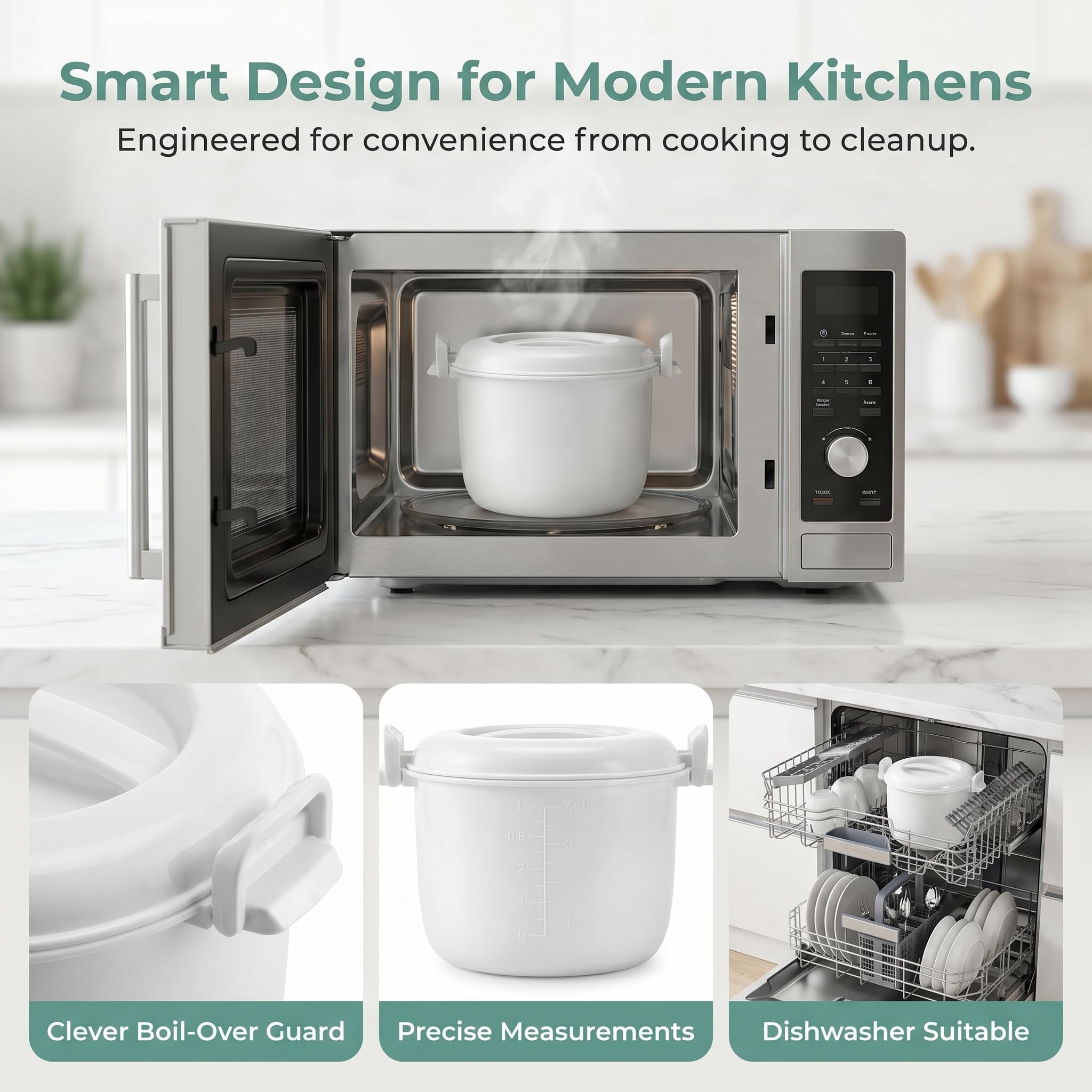 Angoily Microwave Rice Cooker: Portable Microwave Rice Steamer for Vegetable, Microwavable Pasta Cookware, Kitchen Non- Stick Pot Bacon Cooker for Cooking Soup Stews Oatmeal Steamer Food 18x18x15cm
