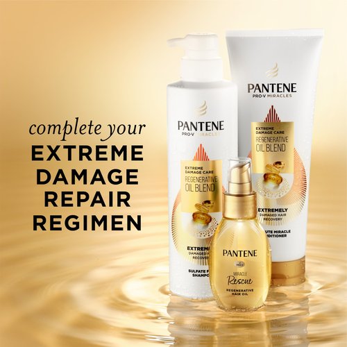 Pantene Pro-V Miracles Sulfate Free Shampoo, Extreme Damage Care Regenerative Oil Blend, Soften and Strengthen Stressed, Dry, Damaged Hair, Argan & Jojoba Oils, Paraben-Free, 13.5 Fl Oz