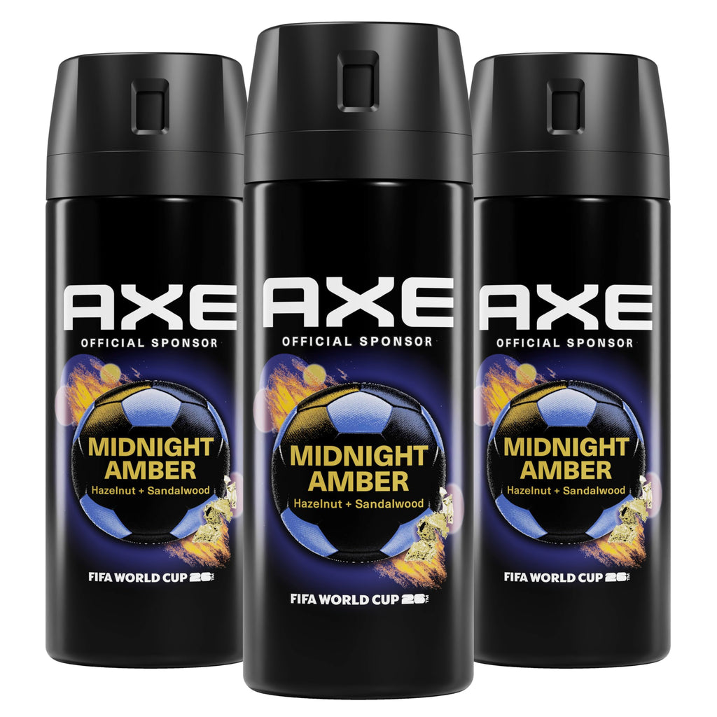 AXE Fine Fragrance Collection Body Spray 3 Count Midnight Amber 72 Hour Freshness Aluminum Free 2.9 oz