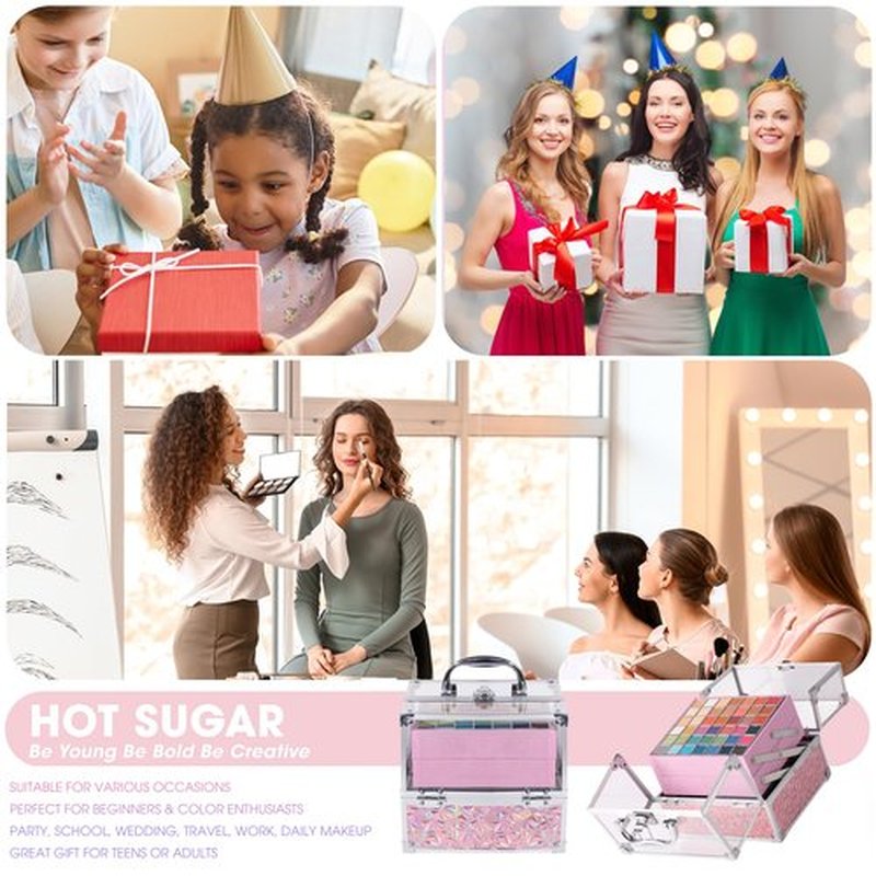 Hot Sugar Teen Makeup Kit for Girls 13-15, Makeup Gift Set for Birthday Parties Makeovers & Christmas (Pink)