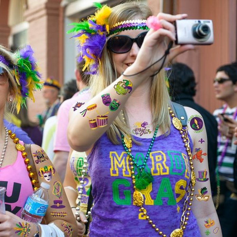 12 Sheets Mardi Gras Tattoos, Mardi Gras Stickers Accessories, New Orleans Carnival Party Favors Crown Mask Tattoos Stickers for Fat Tuesday Parades Masquerade Decorations