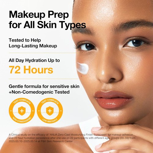Anua Zero-Cast Moisturizing Sunscreen SPF 50 - Glow Natural Face Sunscreen with Hyaluronic Acid & Niacinamide | 1.69 fl oz