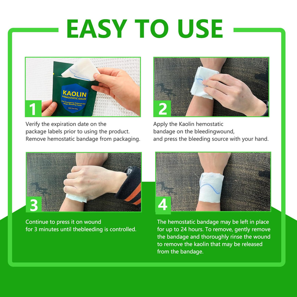 Quick Clot Kaolin Hemostatic Gauze – First Aid Supplies for Fast Bleed Stop