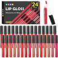 AZEN 24 Pack Lip Gloss Bulk Set, Shimmery Lip Gloss for Women and Girls With Rich Varied Colors, Valentines Gifts Easter Basket Stuffers