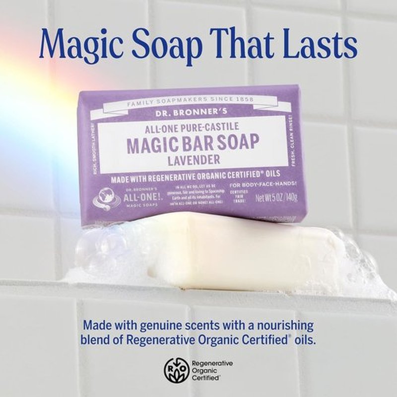 Dr. Bronner's Pure-Castile Magic Bar Soap | Vegan Soap Bars for Face, Body & Hair - Variety 3-Pack, Peppermint, Lavender, Unscented