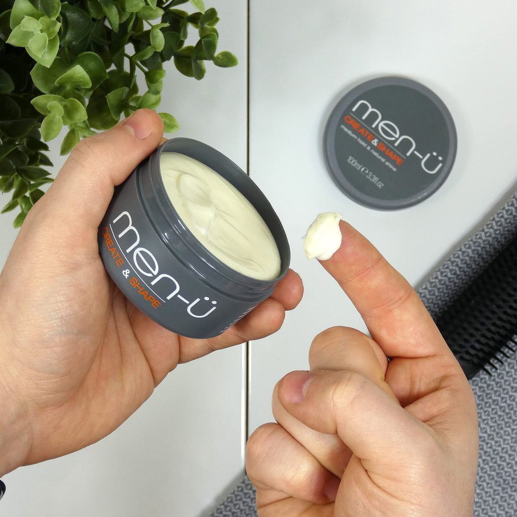 men-ü CREATE AND SHAPE 100ml – Adds texture and definition, smoothes and defrizzes. Hair putty with medium hold and medium shine. 100ml
