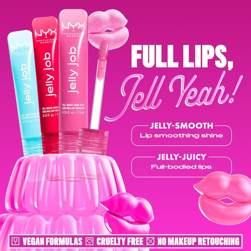 NYX PROFESSIONAL MAKEUP Jelly Job Lip Gloss - Full-Bodied, Smoothing Shine in Jellybean (Chocolate Brown)