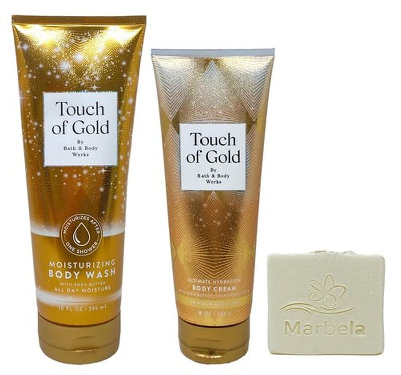 Bath & Body Works Touch of Gold Body Wash & Cream Duo Set | Moisturizing with Natural Oats Soap - Full Size