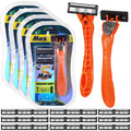 Leriton 28 Pcs Mens Razors Set 5 Blade Razors for Men Sensitive Skin Razor Refillable Razors Set Disposable Blade Refills Disposable Head Razor Shaving Kit, 4 Handle and 24 Cartridges