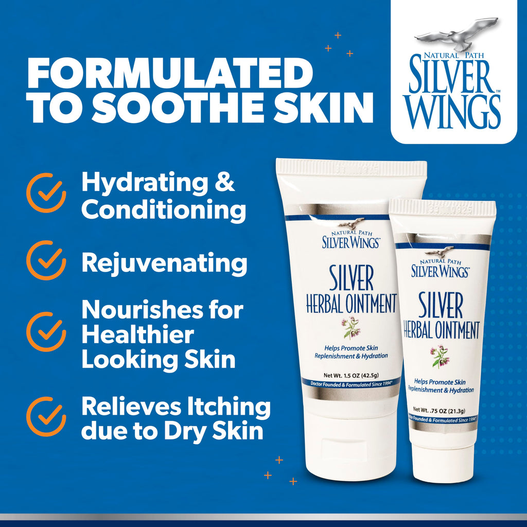 Natural Path Silver Wings 250ppm Silver Herbal Ointment - Nourishing and Moisturizing Skin Care 1.50oz