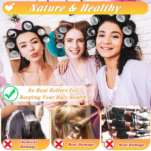 Skiennix Hair Rollers - 62 Pcs Self-Grip Curlers for Long, Medium & Short Hair | Includes Clips & Storage Bag