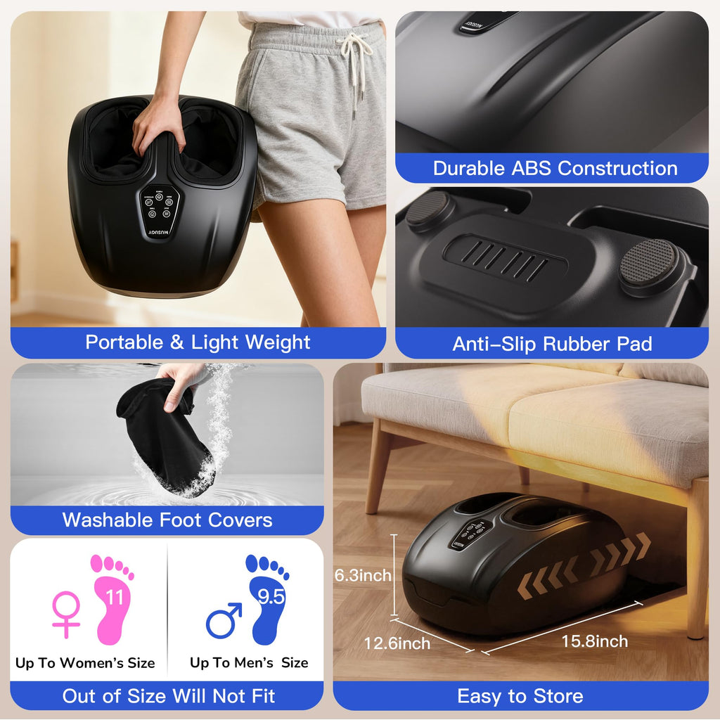 Musugy Foot Massager with Heat and Compression 2026 Upgraded Shiatsu Style
