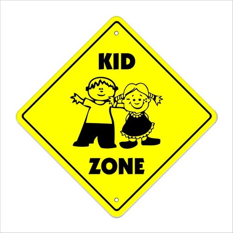Kid Crossing Sign Zone Xing | Indoor/Outdoor | 14" Tall Children Child Play Slow be Safe Caution
