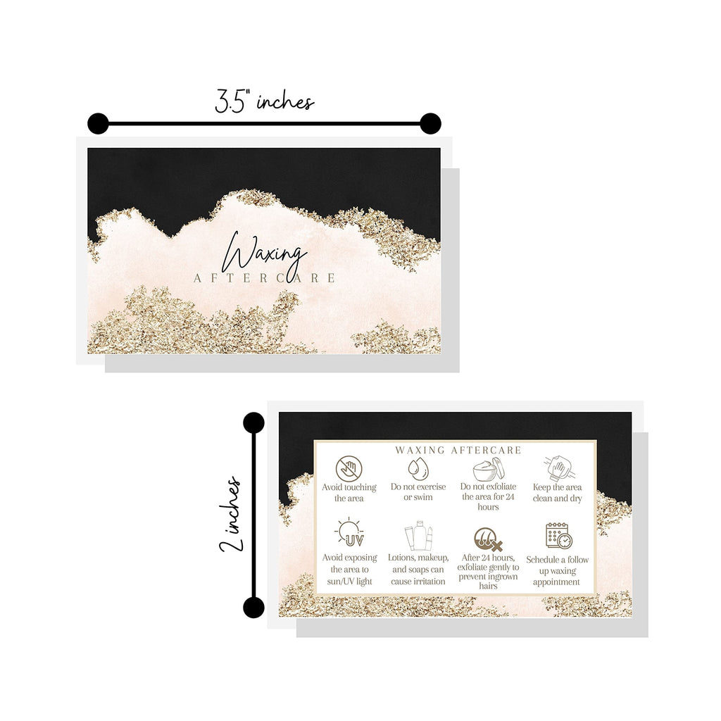Boutique Marketing Waxing Loyalty Discount Cards | 50 Pack | Size 2x3.5'' inches Business Card Size | Matches Waxing Aftercare Kit Cards PMU | Black, Pink, and Gold Design