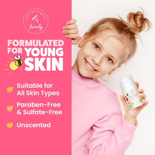 Kid Face Sunscreen Moisturizer with SPF – SPF 30 Mineral Face Sunscreen – Lightweight, Non-Greasy, Reef-Safe with Zinc Oxide & Niacinamide – Broad-Spectrum UV Protection – Daily Moisturizer for Kids