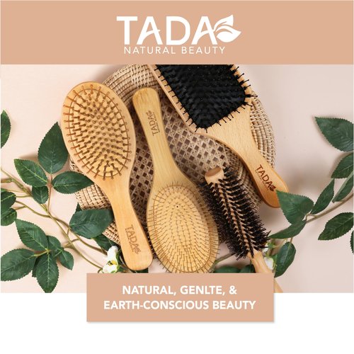 Tada Natural Beauty Round Brush for Blow Out Bamboo Hair Brush l Detangling Brush for Women, Men, and Kids (Boar round brush)