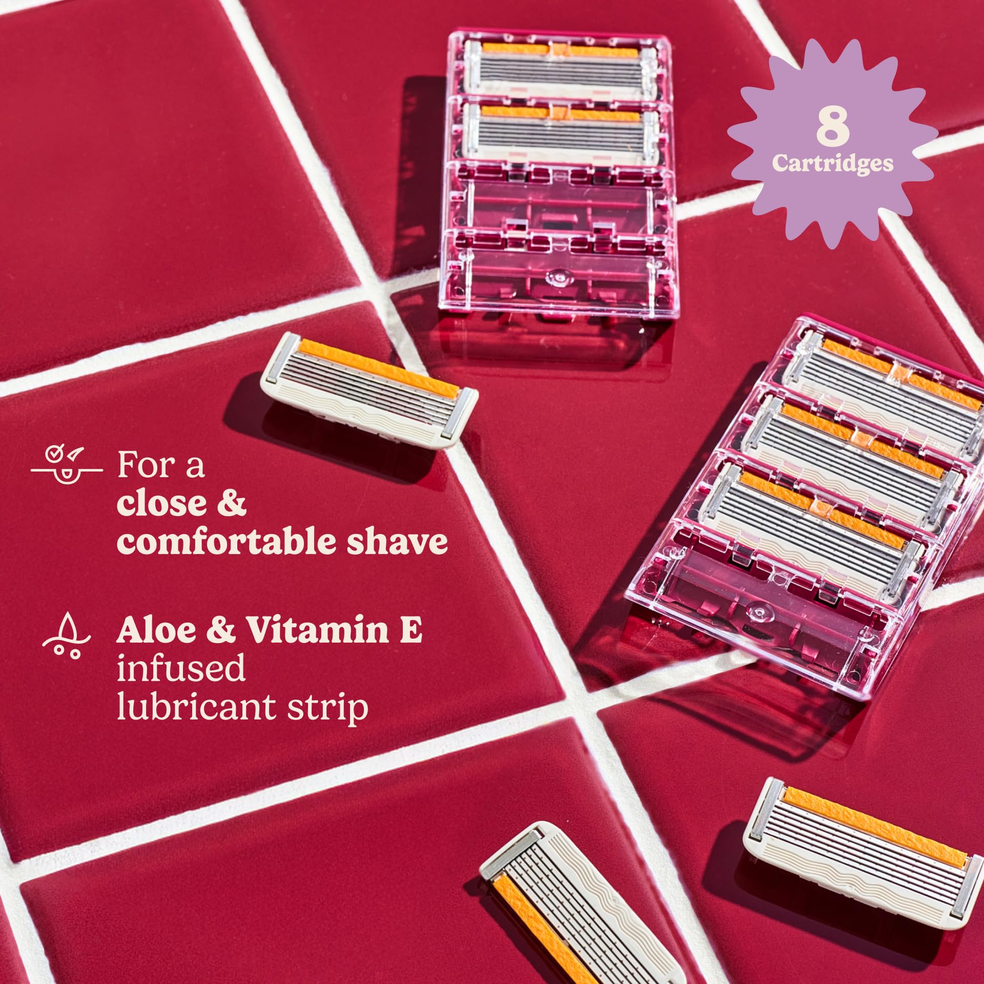 Dollar Shave Club For Women | Razor Refills (8 Pack) | 6 Stainless Steel Blades | Razors for Women, Womens Razors