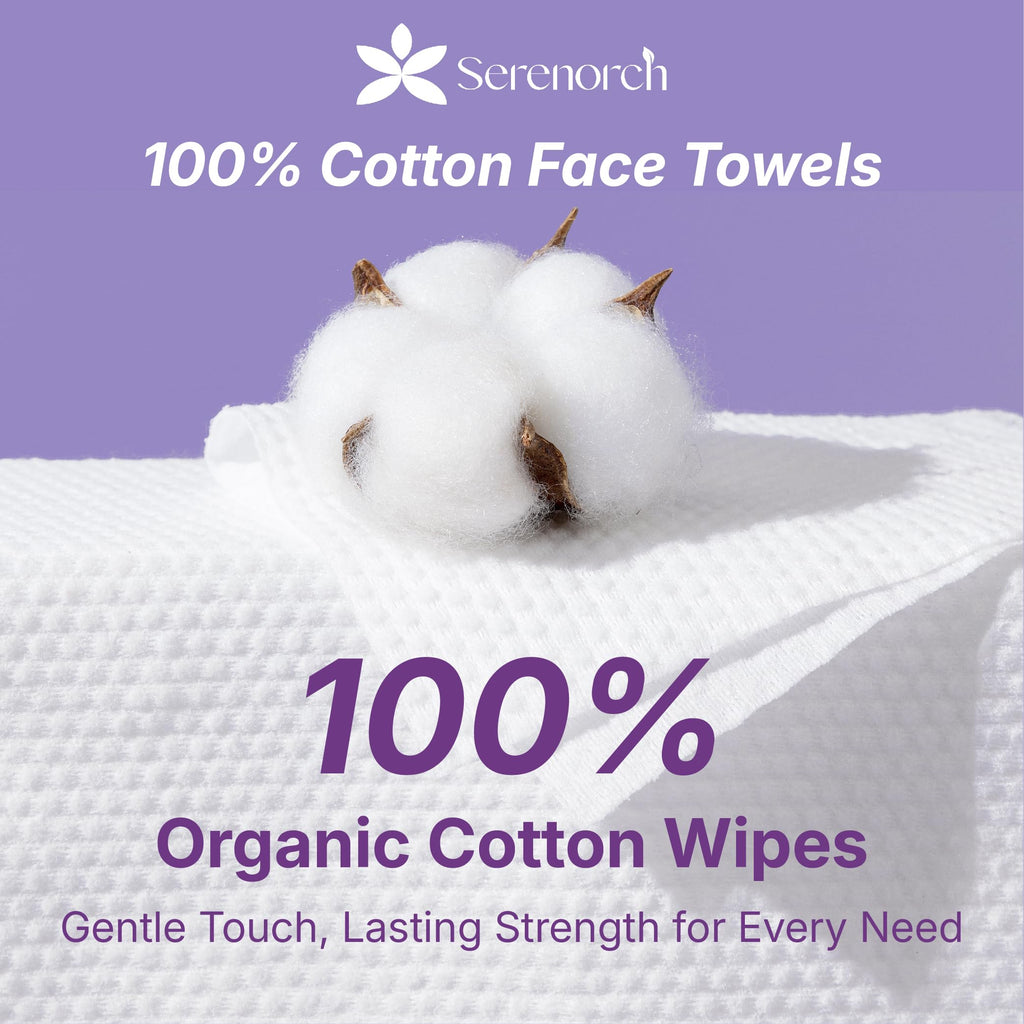 Serenorch Disposable Face Towels Travel Pack 3 Packs (45 Count), XL 10x12 Portable Face Towelettes, Makeup Remover Dry Wipes for Vacation, Gym, Camping and Sensitive Skin