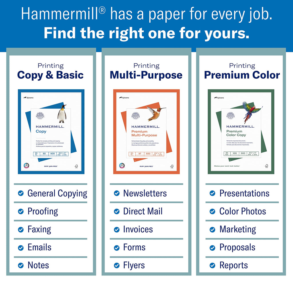 Hammermill Printer Paper, 20 lb Copy, 8.5 x 11-8 Ream (4,000 Sheets) - 92 Bright, Made in the USA