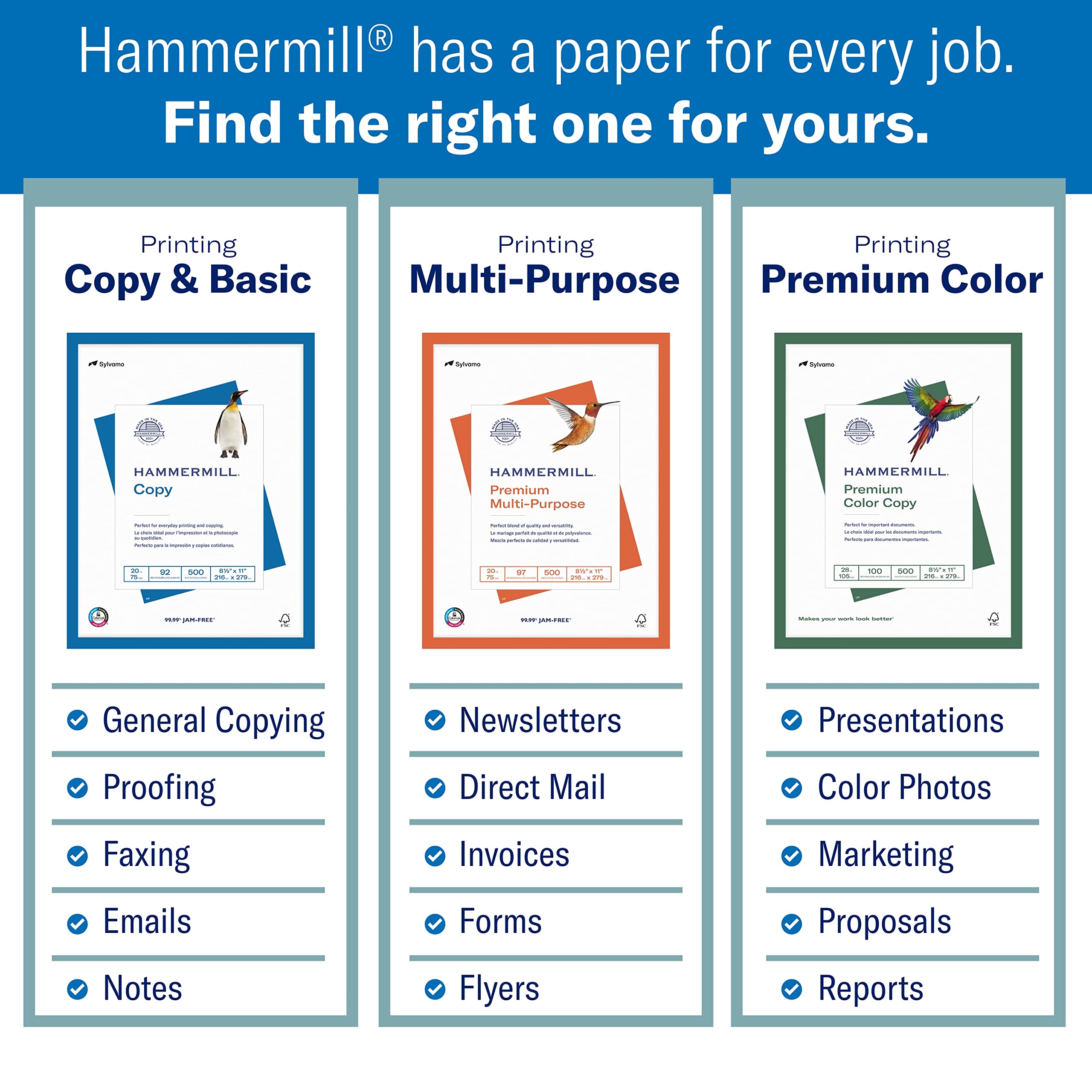 Hammermill Printer Paper, 20 lb Copy, 8.5 x 11-8 Ream (4,000 Sheets) - 92 Bright, Made in the USA