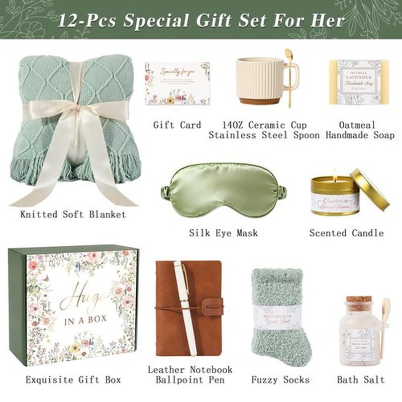 GIFTINBOX Gift Baskets for Women, Birthday Gifts for Women, Gifts for Her, Get Well Soon Gift After Surgery, Spa Care Package, Self Care, Sympathy Gift Baskets Thinking of You for Mom, Sister, Wife