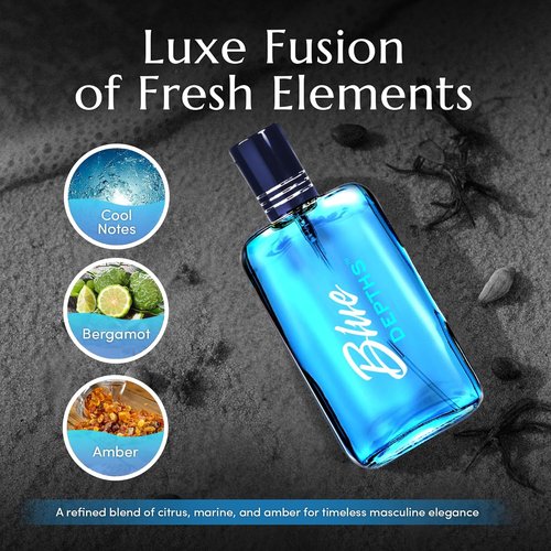 PB ParfumsBelcam Blue Depths Eau de Toilette Spray - 3.4 Fl Oz | Fresh Aquatic Cologne for Men with Citrus & Musk