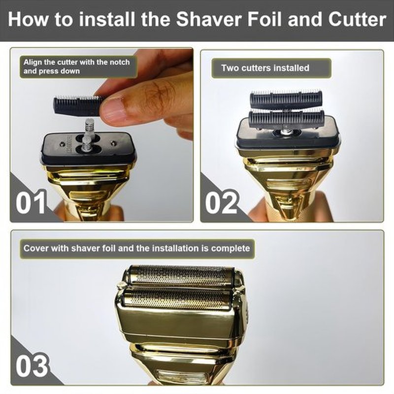 BaBylissPRO Replacement Foil & Cutter - Compatible With FXONE Double Foil Shaver | Gold Finish