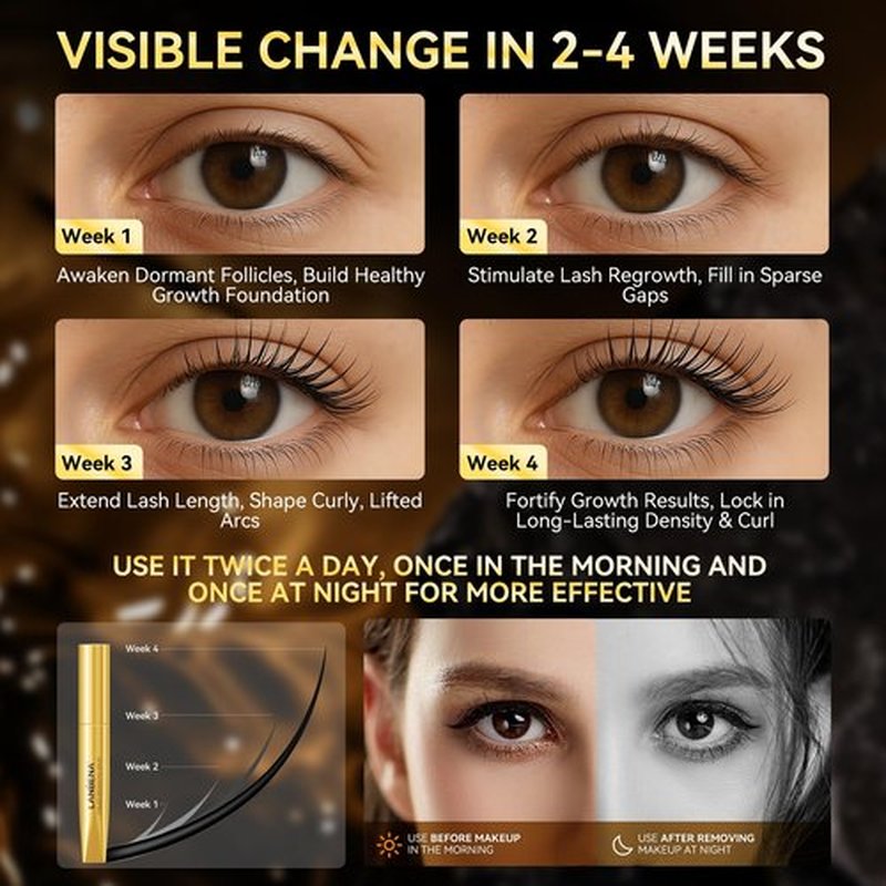 LANBENA EYELASH ENHANCING SERUM - Advanced Formula for Thicker, Longer Lashes & Brows | 3mL/0.10 fl oz - Vegan, Cruelty-Free & Safe for Sensitive Eyes
