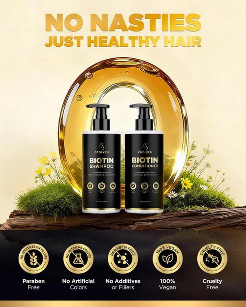 Tripeptide-Infused Biotin Hair Growth Shampoo and Conditioner Set, Onion Anti-Loss Volumizing Moisturizing Treatment for Soft Shine Hair, Rosemary Dandruff Routine Shampoo for Men and Women, 2x16.9oz