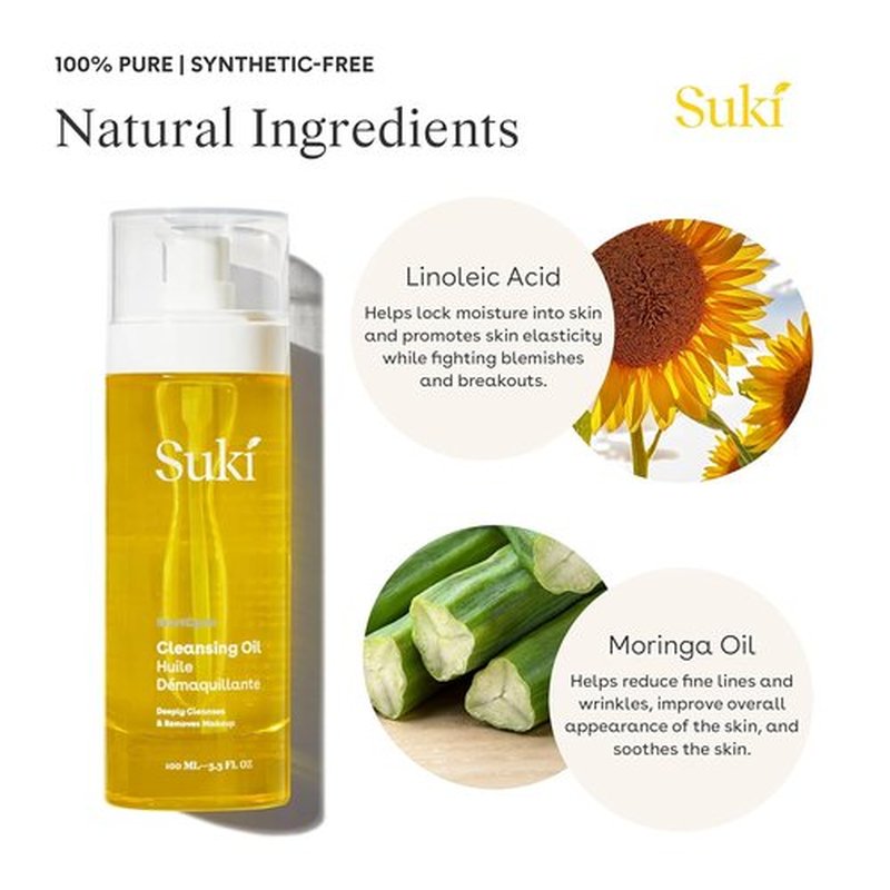 Suki Cleansing Oil - Makeup Remover & Facial Cleanser | Hydrating Formula, 4 Fl Oz