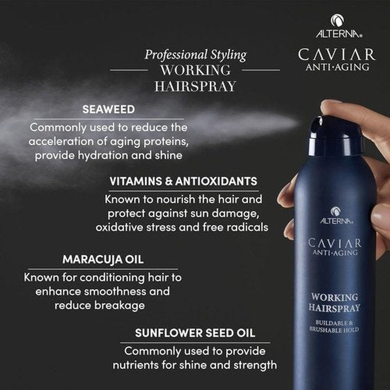 Alterna CAVIAR Anti-Aging Working Hairspray - Buildable Hold & Frizz Control | Sulfate Free Shine