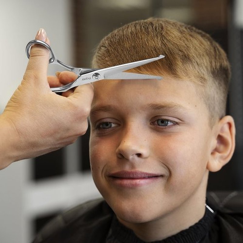 Safety Round Tip Hair Scissors for Kids, Fcysy 6 In Hair Cutting Shears for Children, Stainless Steel Barber Haircut Scissors for Toddlers, Boys & Girls – Safe Hair Trimming at Home